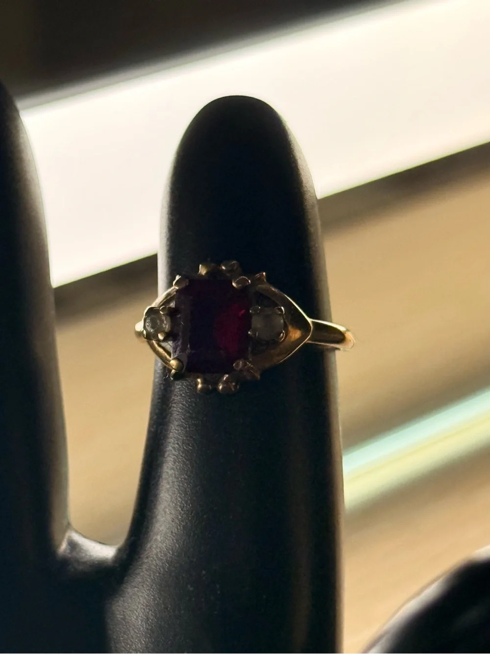 Gold Ring with REAL RUBY REAL GOLD Deep Red Gemstone - Elegant Women's Jewelry - Picture 8 of 8